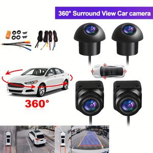 TEMU AHD 360도 카메라, 고화질 야간 투시 전체 컬러, 전면+후면+왼쪽+오른쪽 주변보기, 배터리 미포함, 차량용 라디오와 호환 가능