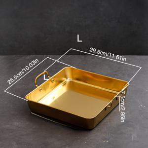 TEMU 1pc 스테인레스 스틸 더블이어 스퀘어 장식 홈 주방 레스토랑 거실 로스트 고기 접시 저녁 식사 접시 바베큐 조리용 접시 홈, 파티, 피크닉 웨딩 세레브레이션, 파티 서비스 트레이에 적합합니다.