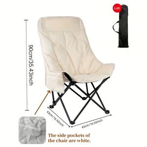 TEMU 야외 캠핑, 바베큐, 피크닉을 위한 휴대용 접이식 달 의자 - 안정적인 구조, 통기성이 좋은 메쉬 소재, 포켓이 있는 접이식 디자인으로 쉽게 보관할 수 있는 의자, 낚시, 해변 투어, 가족 모임, 그림 스케치에 이상적인 의자, 캠핑 액세서리