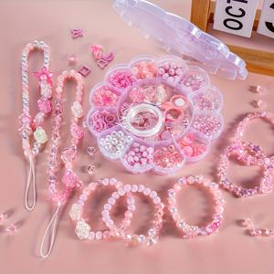 TEMU 꽃 데이 핑크 복숭아꽃 접시 세트 상자, 주얼리 팔찌 액세서리 데이 어버이날 하트 핑크 시리즈 상자, 비즈 보관