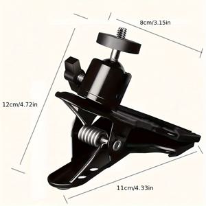 TEMU 1pc 조절 가능한 360° 회전 카메라 마운트 클램프 - 스프링 로드드 그립, 다용도 볼 헤드, 안전한 트립오드 클립 홀더 - 11cm/4.33 인치 길이, 운동 카메라, 액션 캠, 스마트폰, 등에 이상적입니다, 카메라 마운팅 솔루션|조절 가능한 카메라 마운트|스프링 로드드 그립, 카메라 마운트