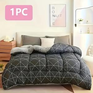 TEMU 1개 현대적 기하학 패턴 양면 담요, 세탁기 사용 가능, 사계절용 침대·소파·캠핑용 - 침실, 게스트룸, 기숙사 다목적 폴리에스터 충전재 커버 포함|이불|소파|쇼파커버