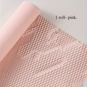 TEMU 선물 포장용 벌집 크래프트 종이 롤 1개 - 충격 흡수, 꽃무늬 안감 재질, 19.7인치 x 360인치, 화이트/핑크, 나비 테마, 고품질 및 내구성 있는 충격 흡수 소재 | 판타지 스타일 종이 | 자연스러운 외관의 꽃 포장지