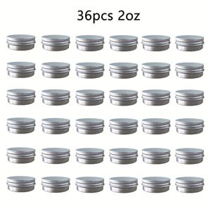 TEMU 24/36팩 (2온스/60ml) 스크류 탑 라운드 알루미늄 틴 캔, 립밤, 화장품, 캔들, 살브, 메이크업, 아이섀도우, 파우더, 차용 금속 저장 용기
