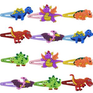 TEMU 12개 다이노소어 헤어 클립 - 다양한 컬러 파티 선물용, 생일 선물 가방 필러, 재미있는 티렉스 & 프테로사우루스 디자인, 화려한 블루, 오렌지, 퍼플, 핑크, 옐로우, 레드, 장난기 있는 액세서리 | 만화 공룡 클립 | 할로윈, 크리스마스, 휴일 장식용, 무독성 소재, 이벤트 플래너