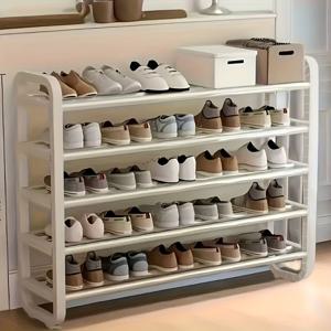 TEMU 5단 공간 절약용 신발 선반 - 내구성, 좁은 디자인으로 현관 및 기숙사 보관, 스포츠 신발용 다층 금속 및 플라스틱 정리함, 독립된 선반, 전기 없음, 신발 보관 정리함