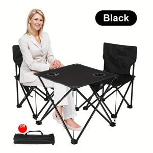 TEMU 2025 신상 야외 레저 접이식 테이블&의자 세트 휴대용 하이킹 캠핑 바베큐 테이블 낚시 스케치 캠핑 테이블 의자