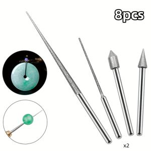 TEMU 8pcs 전기금속 드릴링 네일, 수리 구멍 모서리 드릴링 비트, 자드 및 보석을 드릴링 및 조각하기에 적합, 빠른 드릴링 및 조각 네일 세트와 함께