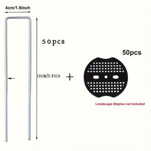 TEMU 100개 (50개 U형 지상 나일론 및 50개 워셔) 주석 합금 텐트 스타크 - 워셔가 있는 U형 지상 스타크, 야외 텐트, 정원 재료, 경관 재료, 잔디 천, 갈바니 스틸 지상 나일론