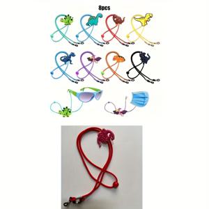 TEMU 8pcs 안경 스트랩 조절 가능한 공룡 미끄럼 방지 안경 스트랩 , 귀여운 안경 체인 랜드 안경 리트레이너