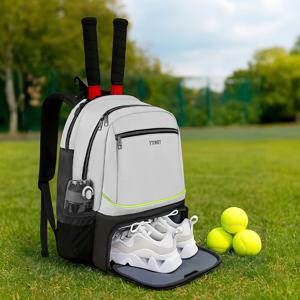 TEMU 대용량 테니스 백팩, 남녀공용 테니스 가방, 2개의 라켓 수납 가능, 보온 포켓 및 통풍 신발 수납칸, 프로페셔널 스포츠 테니스 백팩, 스포츠에 이상적, 완벽한 크리스마스 선물