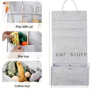 TEMU 1개 펫 장난감 정리함, 구멍 없는 벽걸이형 패드백, 대용량 수납공간 및 세탁 가능, 다목적 고양이와 강아지용, 공간 절약 디자인 거실 또는 침실용