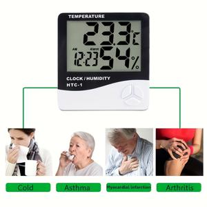 TEMU 디지털 온도계, 실내 및 실외 온도 모니터, 가정 및 사무실 온도 및 습도 측정기 - LCD 디스플레이