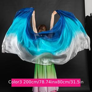 TEMU 1개 경량 벨리 댄스 베일 - 활기찬 그라데이션 레드에서 옐로우 퍼포먼스 쇼울, 폴리에스터 의상 액세서리, 200cm x 80cm, 퍼포먼스 향상 | 그라데이션 컬러 디자인 | 시어 텍스처, 이국적인 댄스웨어