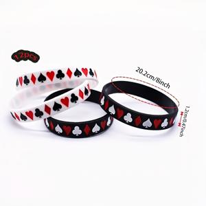 TEMU 12개 포커 실리콘 팔찌 세트, 독특한 포커 고무 밴드 팔찌, 포커 손목 밴드, 포커 애호가 팔찌, 게임 실리콘 핸드 체인, 새해, 발렌타인데이 선물