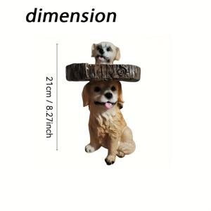 TEMU 매력적인 골든 리트리버 새 목욕장 - 화려한 레진 정원 장식과 이중 개 조각상, 야외용 물놀이 공간, 전기 필요 없음, 정원 및 파티오에 완벽함, 외부용 새 목욕장