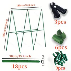 TEMU 내구성 있는 금속 등반식 식물 정원 스테이크 18개(액세서리 포함 36개) - * 인치, 토마토, 포도, 오이, 열매류의 덩굴 지지대에 적합 - 온실 및 야외 가드닝 필수품