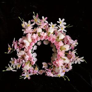 TEMU 1개 우아한 요정 테마 플로럴 헤어밴드 - 핑크 & 화이트 인조 꽃 왕관, 웨딩, 신부 액세서리 및 포토 소품에 완벽, 부드러운 질감의 신부 머리 장식, 브라이덤메이드 선물