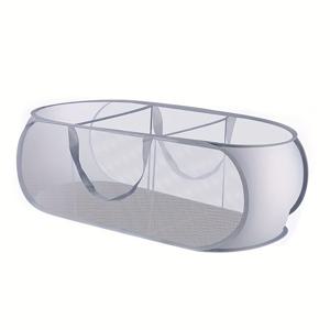 TEMU 3개의 구획이 있는 세탁용 바구니, 메쉬 사이드 및 튼튼한 손잡이가 있는 세탁용 바구니 - 세탁용 바구니, 수건, 작은 물건을 위한 내구성 있는 직물 정리함 - 욕실, 침실, 또는 기숙사, 세탁실 액세서리, 세탁용 바구니를 위한 공간 절약형 디자인