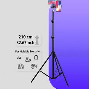 TEMU 210cm 초경량 휴대폰 삼각대, 접이식 셀카봉 및 휴대용 케이스 포함, 영상 촬영/라이브 스트리밍 카메라 스탠드, 여성에게 이상적