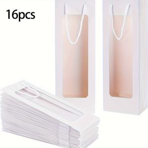 TEMU 16개 세트 - 갈색, 흰색, 검정 창문형 선물백 (크래프트지) 와인 가방 / 이벤트용품/파티 기념품/장식용 봉투/ 우아한 포장/내구성 있는 종이/수제감/재사용 가능한 Paaging/와인 애호가 및 사은자를 위한 선물
