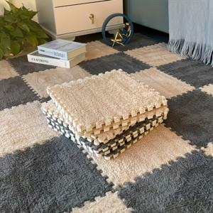 TEMU 40개 침실 플리스 패치워크 매트, 사각 퍼즐 폼 매트, 거실 퍼즐 바닥 매트, 방수 베드사이드 패드, DIY 대형 커스텀 가능 장식용 베드매트 11.8인치 x 11.8인치