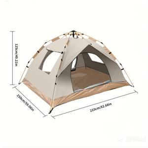 TEMU 4인용 자동 팝업 비치 텐트 - 휴대용 올시즌 캠핑 텐트, 햇빛 차단, 가벼우면서 안정적인 디자인으로 하이킹, 피크닉, 음악 축제, 해변 및 야외 모험을 위한 텐트, 캠핑 텐트, 축제 쉼터, 현대 캠핑, 내구성 있는 천을 제공합니다.