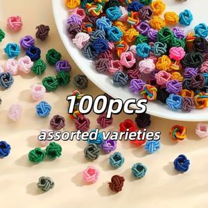 TEMU 100개 중국 노트 파인애플 비즈, 스페이서 비즈, 손수 짠 클래스, DIY 팔찌 목걸이 보석 만들기 용품, 다양한 색상 공예 비즈 정리된 비즈 종류