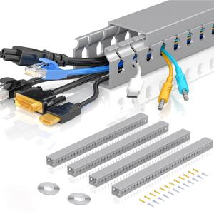 TEMU 슬롯형 케이블 채널, 159.5cm(4 x 15.7인치) 또는 79.9cm(2 x 15.7인치), 서버 랙 케이블 관리용, 숨겨진 네트워크 케이블 관리 레이스웨이, VGA 케이블, 배선, 트랙 케이블 채널에 사용