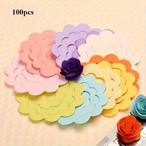 TEMU 100개 세트(대형 50개 소형 50개) 혼합 색상 장미 종이 스티커 오리가미 DIY 공예용지