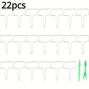 TEMU 10/20 투명 아크릴 T자 식물 라벨, 2개의 정원 씨앗 도구, 양치기 포트 식물, 나무, 식물, 정원 꽃 태그, 씨앗 식물 라벨, 온실 액세서리, 식물 마커.