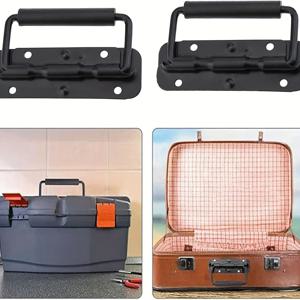 TEMU 4pcs 세트 100Mm 접이식 핸들 스테인레스 스틸 핸들 하드웨어 박스 핸들 스프링 박스 핸들 스피커 박스 금속 도구 상자 문 도구 상자.|방문손잡이|폴딩박스