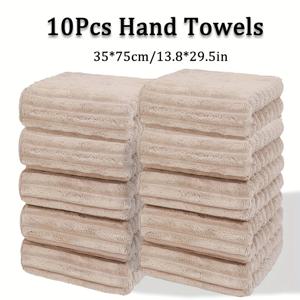 TEMU 10개 소프트 마이크로파이버 핸드 타월, 13.8x29.5인치 - 현대적인 니트 디자인, 초고흡수성, 욕실 및 피트니스 사용에 편안함, 가족용으로 걸이줄이 있는 세트, 욕실 필수품 | 현대적인 욕실 장식 | 내구성 있는 타월, 세면용품|샤워커튼