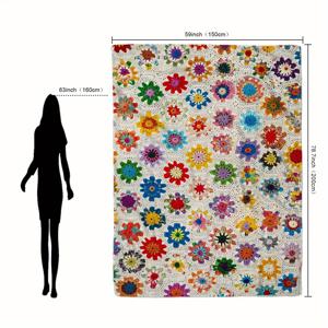 TEMU 1pc 생생한 크로셰 패턴 플란넬 담요 - 소프트, 아늑하고, 컬러풀한 디지털 프린트 소파, 침대, 여행 또는 사무실에 적합한 던지기 - 성인용 완벽한 생일 또는 휴일 선물, 모든 계절 사용, 플란넬