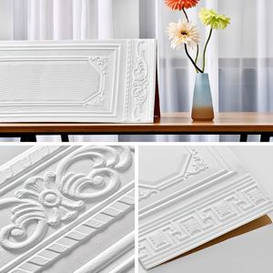 TEMU 5개입 자가 점착 3D 폼 벽지 - 매우 두꺼운 5mm, 고급스럽고 황금색 프레임 디자인의 필 앤 스틱 벽지, 거실, 침실, 서재용 제거 가능한 벽지 - 간편한 설치, 접착제 불필요, 거실, 침실 장식용 벽지, 벽지시트지접착식, 대리석시트지, 주방벽시트지, 도배지시트지, 가구리폼시트지, 벽지 위에 붙이는 벽지 대용량