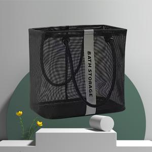 TEMU 남성용 대형 블랙 메쉬 샤워 백 - 통기성이 좋은 오픈탑 여행 세면도구 정리함, 수영장 및 체육관 및 휴가 필수품을 위한 기계세탁 가능, 투명한 디자인의 여행 세면도구 가방