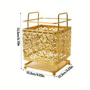 TEMU 1pc 블랙, 골든 INS 스타일 사각형 빈 디자인 금속 펜 홀더, 주방 식기 보관통, 커피 캡슐 보관 랙, 주방 용품 보관 - 사무실 책상/공부/주방 및 기타 다기능 데스크톱 보관에 적합합니다.