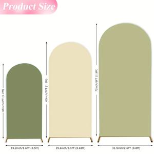 TEMU 3피스 세트 3FT/5FT/6FT 아치 배경 커버, 폴리에스터 및 스판덱스, 전기 필요 없음, 깃털 없음, 결혼식, 파티, 프롬, 포토 부스 배경용 (다크 그린, 베이지, 라이트 그린)