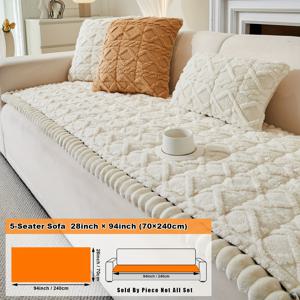 TEMU 1pc Fuxue 뉴 스타일 코드드 엣지 쿠션 커버 - 손수 짠 퀼트, 삼중층, 두꺼운 벨벳 소재, 애완동물 친화적인 미끄럼 방지 소파 프로텍터, 소파, 아르마체어, 러브시트, 섹션을 위한 부드럽고 부드러운 소재 커버, 거실, 침실, 사무실, 침실 장식 | 현대 퀼트 디자인 | 부드러운 텍스처 커버, 소파 장식