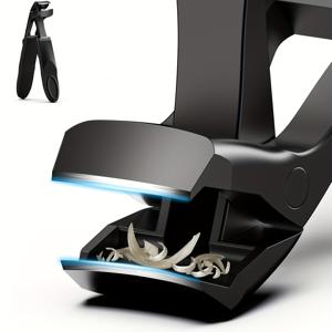 TEMU 넓은 턱 개방을 위한 경사형 큰 발가락 손톱깎이, 캐처 포함 헤비듀티 스테인리스 강철 긴 손잡이 커브드 헤드 매니큐어 플라이어 대형 그립 네일 클리퍼 블랙|손톱깎이