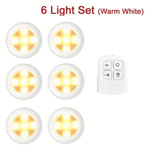 TEMU 3-등/6-등 LED 세트, 리모컨 포함, 따뜻한 화이트 또는 차가운 화이트 조명 옵션, 주방 캐비닛용, 액션 피규어 전시장 및 쇼케이스 캐비닛, 침실 및 주방에 적합 (배터리 미포함)