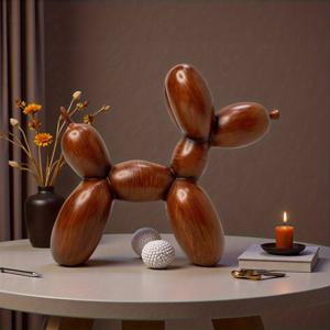 TEMU 우드 그레인 풍선 강아지 레진 아트 - 독특한 웨딩/생일 장식, 방수 테이블탑 조각, 미니멀한 미적 감각, 집들이 선물 아이디어, 어버이날 선물 스태츄