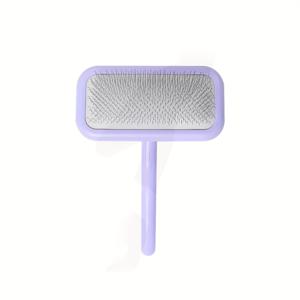 TEMU 개와 고양이용 두꺼운 뒷머리 그루밍 바늘 빗 1개 - 연한 베이지 친화적인 유연한 브러시, 스테인리스 스틸 탈모 브러시 에르고노믹 미끄럼 방지 손잡이, 긴털 품종을 위한 보라색 및 녹색 애완 동물 브러시, 편안한 그립 디자인