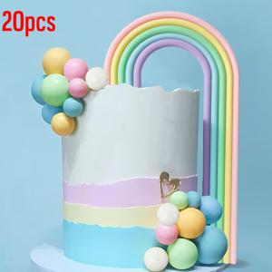 TEMU 20개 세트 무지개 케이크 장식 컬러풀 볼팝 - 웨딩, 샤워, 파티용 블루, 마카롱, 누드 색상 - 할로윈, 크리스마스 이벤트 & 파티용 소품 (크리스마스, 새해, , 파티 이벤트)