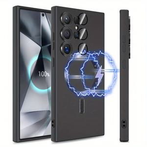 TEMU 삼성 갤럭시 S21 S22 S23 S24 S25 울트라 플러스 FE용 럭셔리 무선 충전 자석 폰 케이스, 소프트 TPU 커버, 세련된 디자인, 커버,내구성 있는 소재,모바일 액세서리 애호가,삼성 사용자|케이스|S21케이스|S22케이스