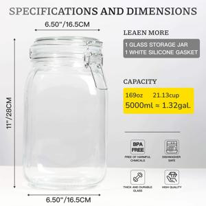 TEMU 1pc 대용량 마슨 재스와 공기 밀봉 뚜껑 - 쉽게 밀봉, 재사용 가능한 유리 저장 용기 - 홈 주방 사용, 양조, 절인 및 보존에 적합 - 넓은 입 모양 디자인, 안전한 뚜껑 기능, 마슨 재스 액세서리
