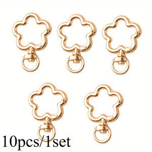 TEMU 1 세트/10개 합금 꽃 스프링 링 클립, 토르스 스프링 버클, 스윌 트리거 스냅 후크, 개쇠 키 백 클립, 개쇠 개쇠 후크, 가방 및 자동차용 유니버설 금속 루프 - 내구성 있는 금속 구조, 다용도 가방 액세서리|장식 클립|안전한 폐쇄 메커니즘, 가방 클립 정리기|키링|키링부자재