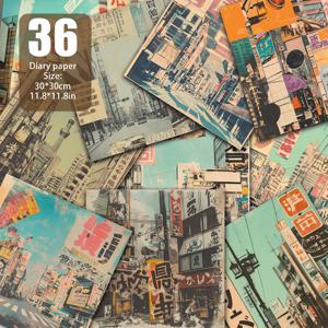 TEMU 쇼와 시대의 레트로 광고 콜라주, 일본식 폰트, 부드러운 색상 그라데이션으로 쇼와 시대의 향수와 도시적 감성을 불러일으킵니다. 적용 가능한 시나리오: DIY 수공예품, 인사말 카드 제작, 일기장, 선물 포장, 장식용 종이|일기장