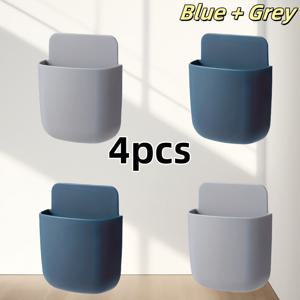 TEMU Sunficon 4팩 접착식 리모컨 홀더 벽걸이 미디어 플레이어 컨트롤러 브래킷 범용 TV 리모콘 보관함, 플라스틱 접착 스토리지 박스, 모바일 충전기 스탠드, 멀티퍼포즈 수납 용기, 휴대폰 충전용 홈 오피스 침대 옆 테이블에 편리한 리모컨 정리대, 에어컨 및 TV 리모컨 세트