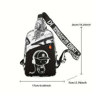 TEMU TMOOS 네온 야광 백팩 - 사이버펑크 스타일 크로스바디 가방, 다중 수납공간 대용량, 남녀공용 체스트 백팩, 야간 효과 디자인, 지퍼 잠금, 헬스, 여행, 학교, 사이클링에 적합 - 게임 & 애니메이션 팬들에게 완벽 (애니메이션 캐릭터 디자인) - 캐주얼 스포츠 허리 가방, 백팩, 피트니스 가방, 전원 불필요, 트렌디하고 기능적|백팩|힙색